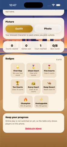 Badges screen